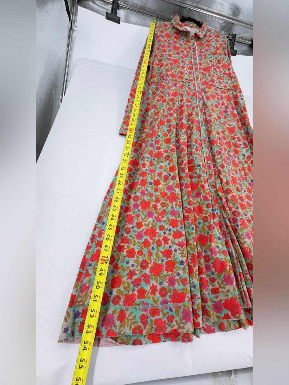 Natural Life Boho Floral Maxi Shirt Dress 100% Cotton Western Neon size L nwot - Picture 10 of 11